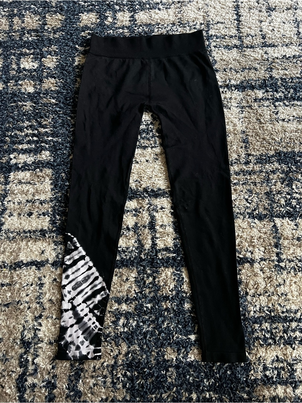 ZYIA Black Tie-Dye Accent Leggings